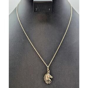 Vintage 1983 925 Sterling Silver Unicorn Pendant Charm Rope Chain 18" Necklace